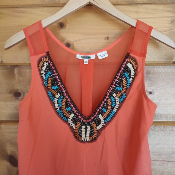 Miss Me 💜 MDT196 Native Aztec Beaded Top Sheer - Picture 7 of 9